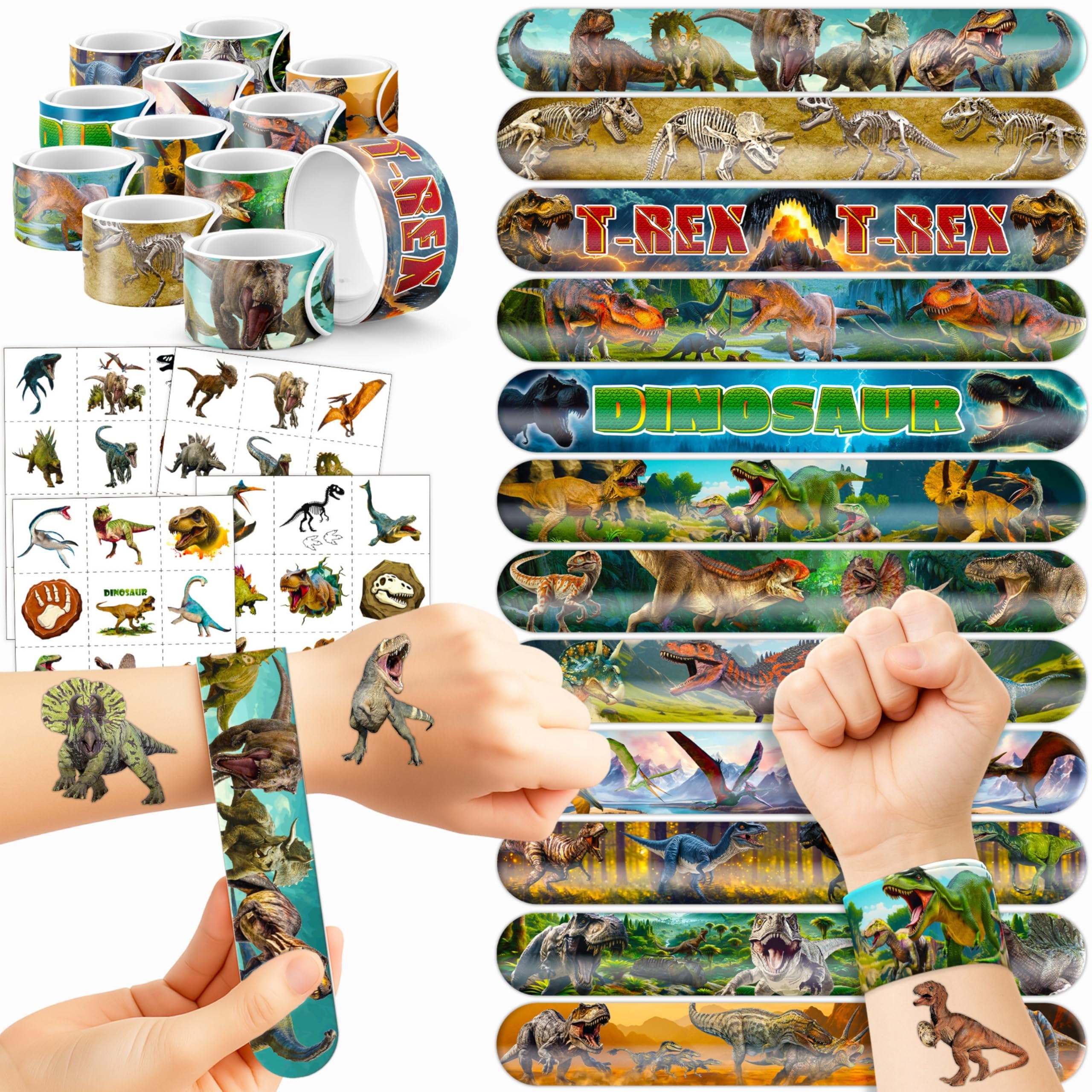 Bracelets dinosaure 3D Cherisnowy pour une fête durable et amusante.