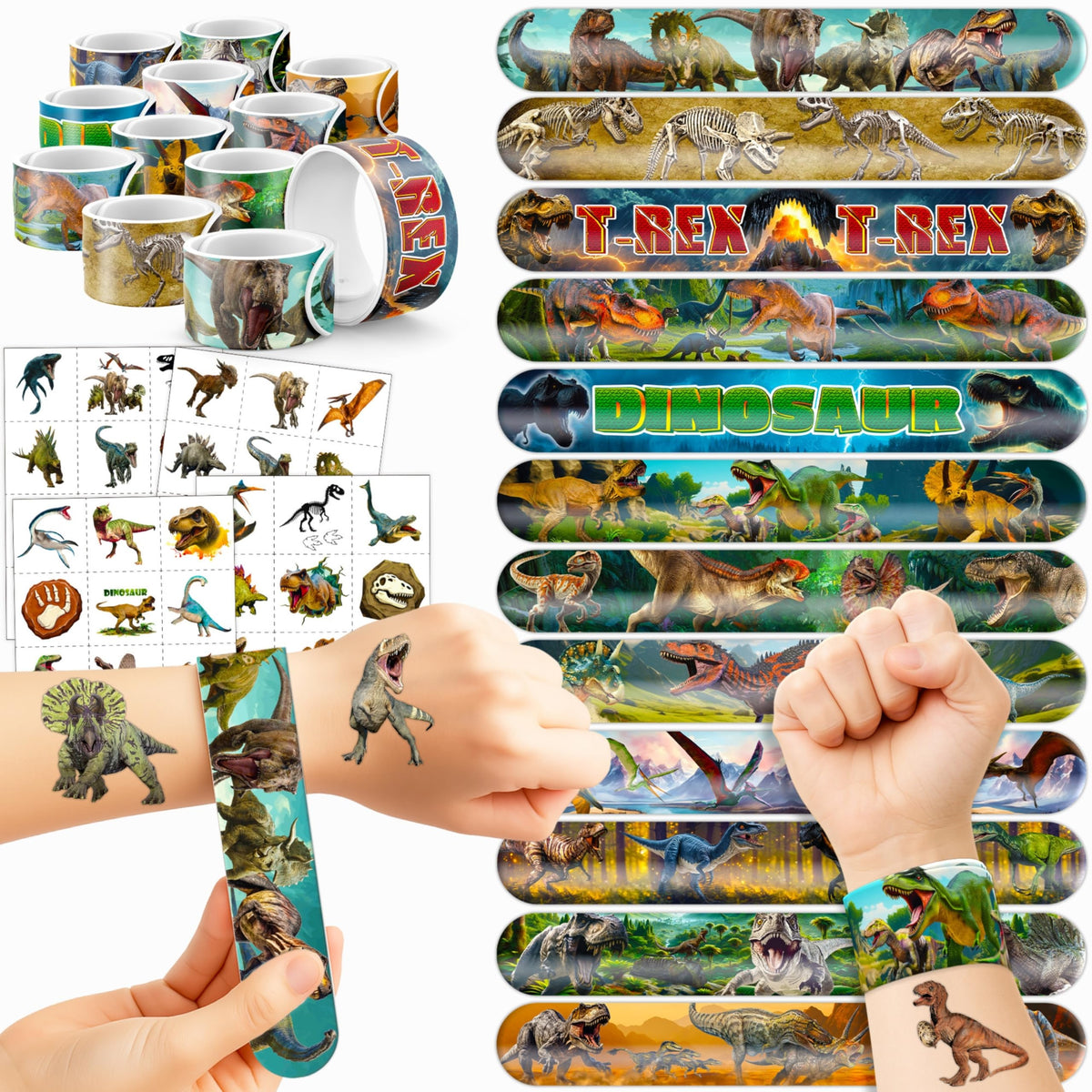 Bracelets dinosaure 3D Cherisnowy pour une fête durable et amusante.