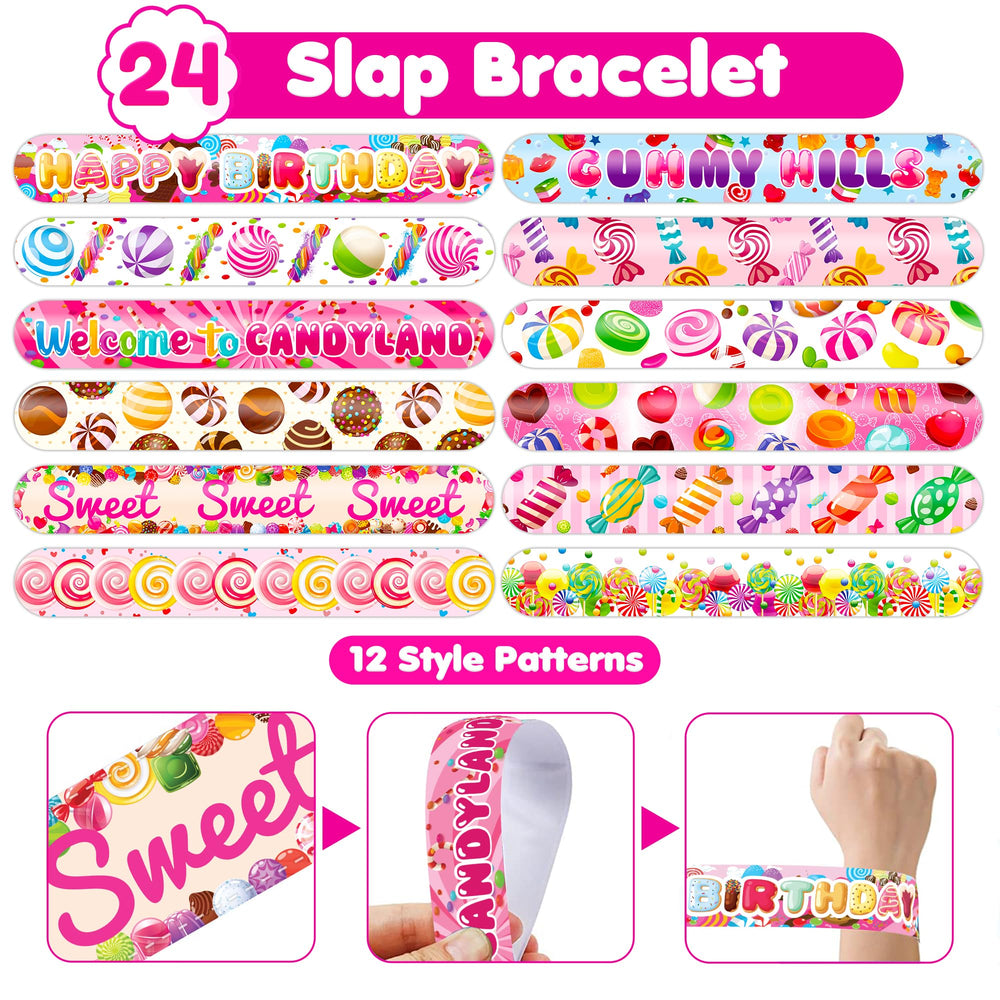 Enfants heureux portant des bracelets Candyland Cherisnowy lors d’une fête.