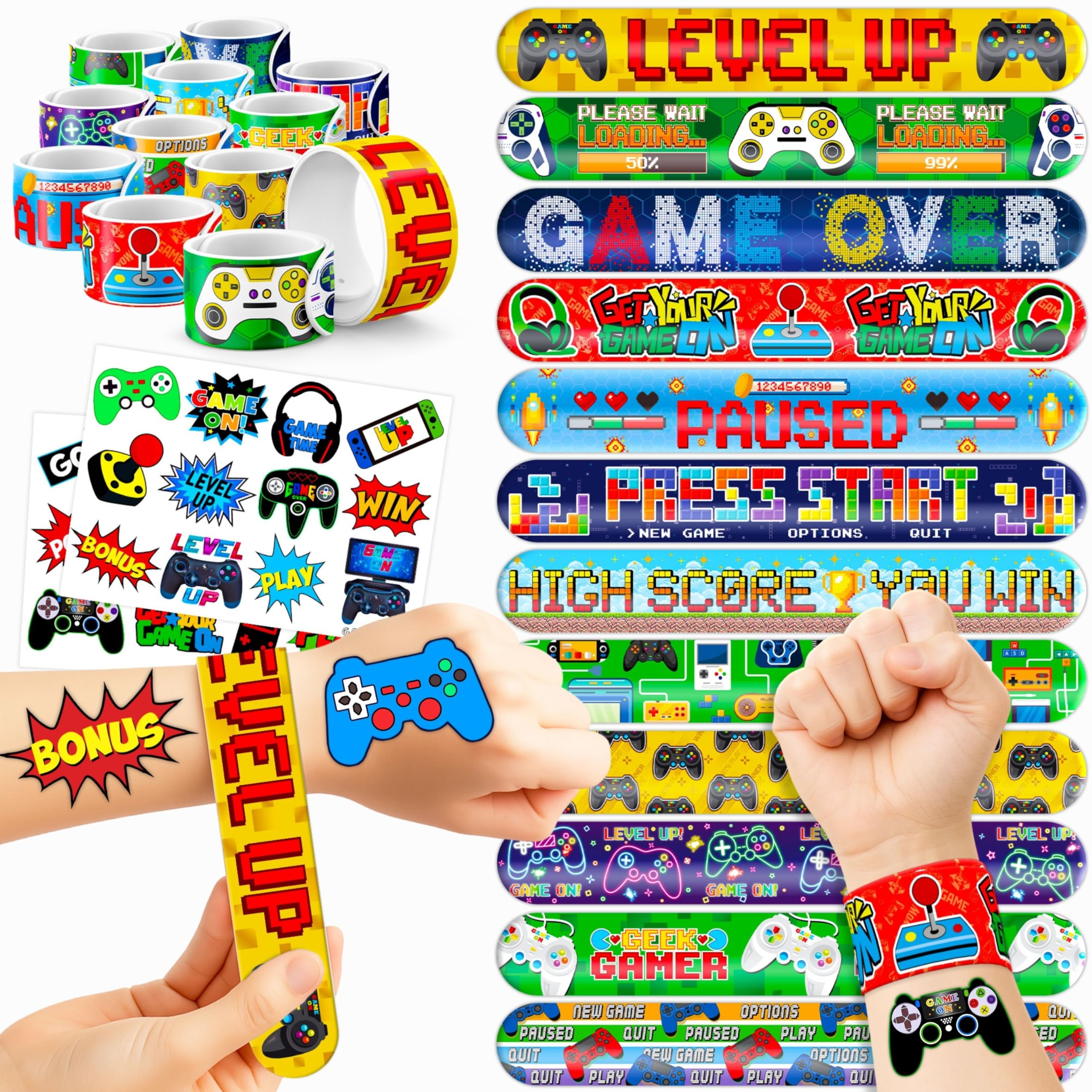 Tatouages temporaires Cherisnowy sur le thème jeu vidéo pour enfants