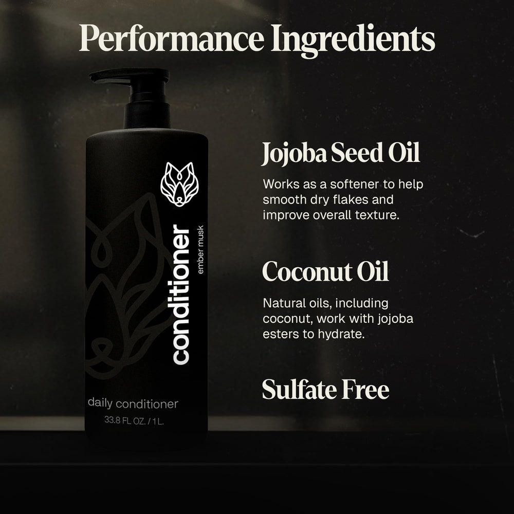 Cheveux démêlés et soyeux après utilisation du conditionneur Black Wolf.