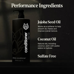 Cheveux démêlés et soyeux après utilisation du conditionneur Black Wolf.