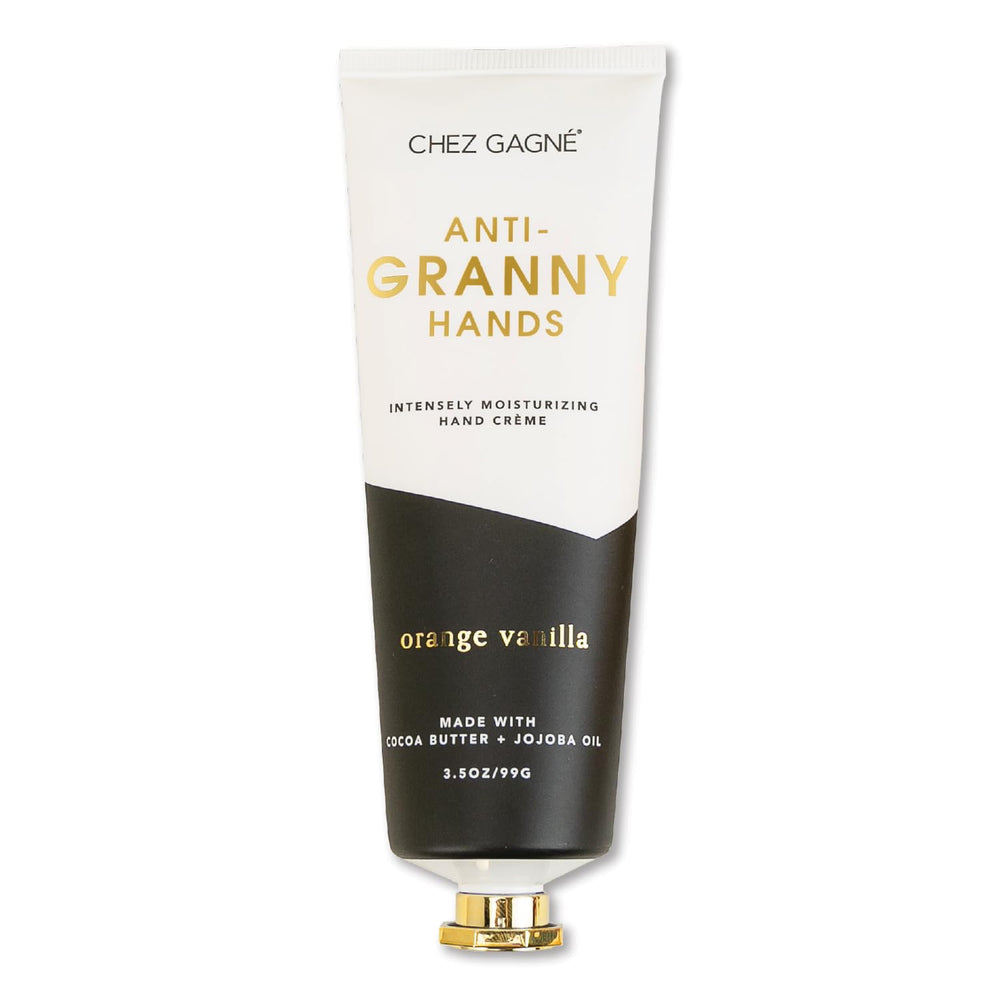 Crème main Chez Gagné, flacon montrant l'hydratation à l'huile de jojoba et au beurre de cacao.