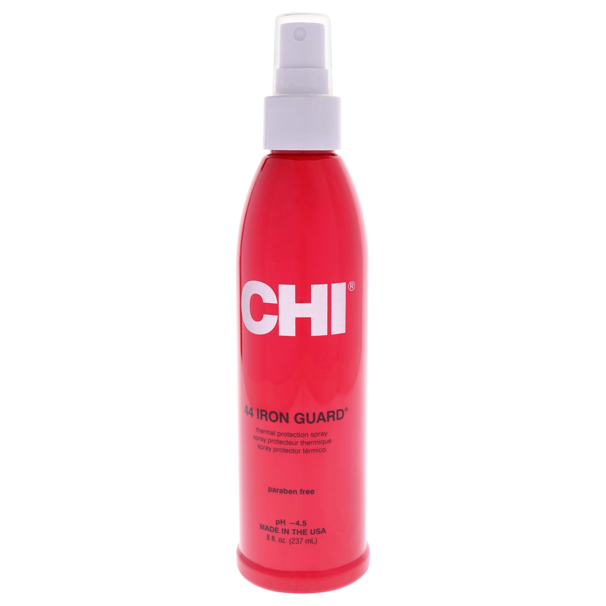 CHI 44 Iron Guard — bouteille montrant la protection thermique des cheveux