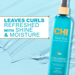 CHI Aloe Vera Curl Reactivating Spray, vaporisateur doux, rafraîchit et réveille les boucles.