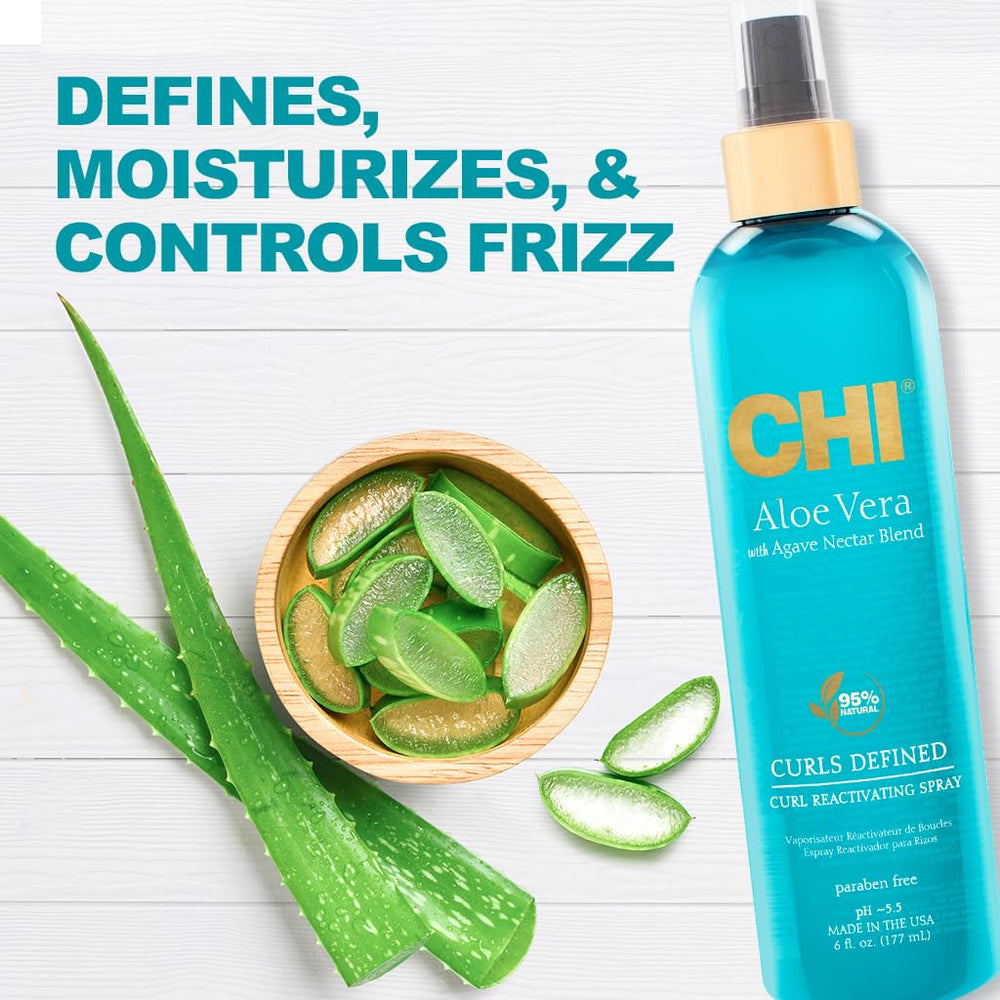 CHI Aloe Vera Curl Reactivating Spray, spray léger, revitalise les vagues et boucles.