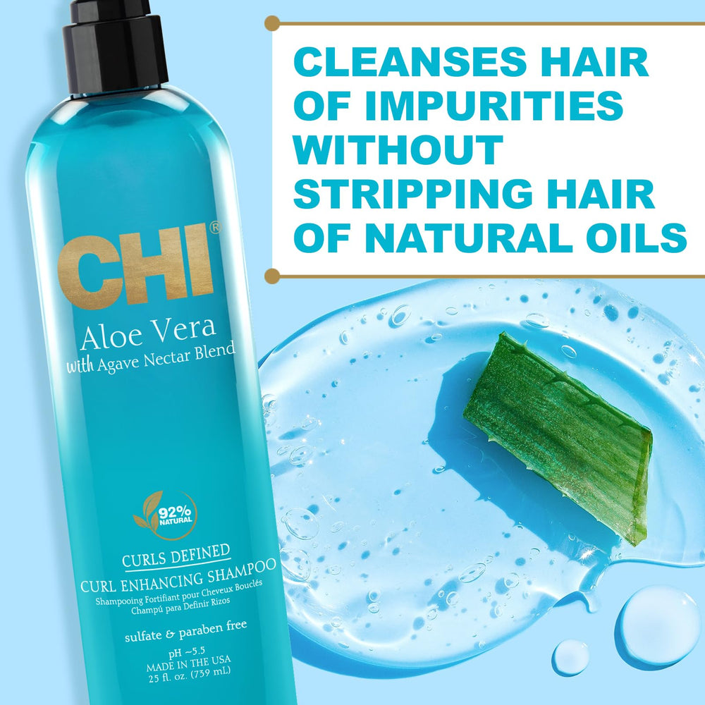 CHI Aloe Vera Curl Shampoing – mousse généreuse nettoyante en douceur pour cheveux bouclés