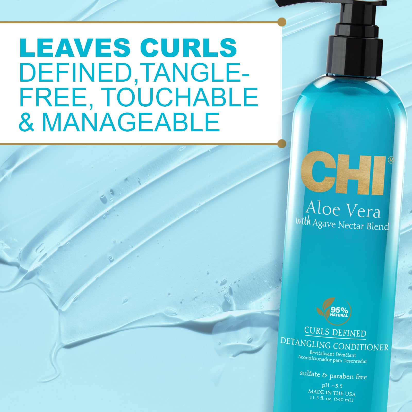 Texture soyeuse de CHI Aloe Vera Détanglant, soin nourrissant.
