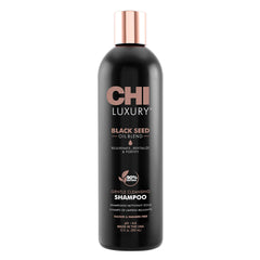 CHI Shampoing Nigelle Luxe – bouteille, nettoie en douceur et prépare les cheveux au volume.