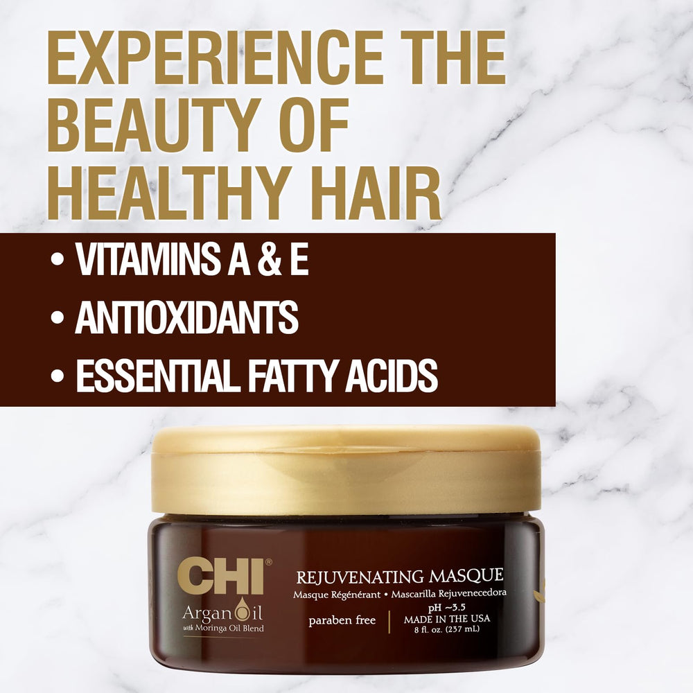 CHI Masque argan apportant brillance naturelle et cheveux sains.