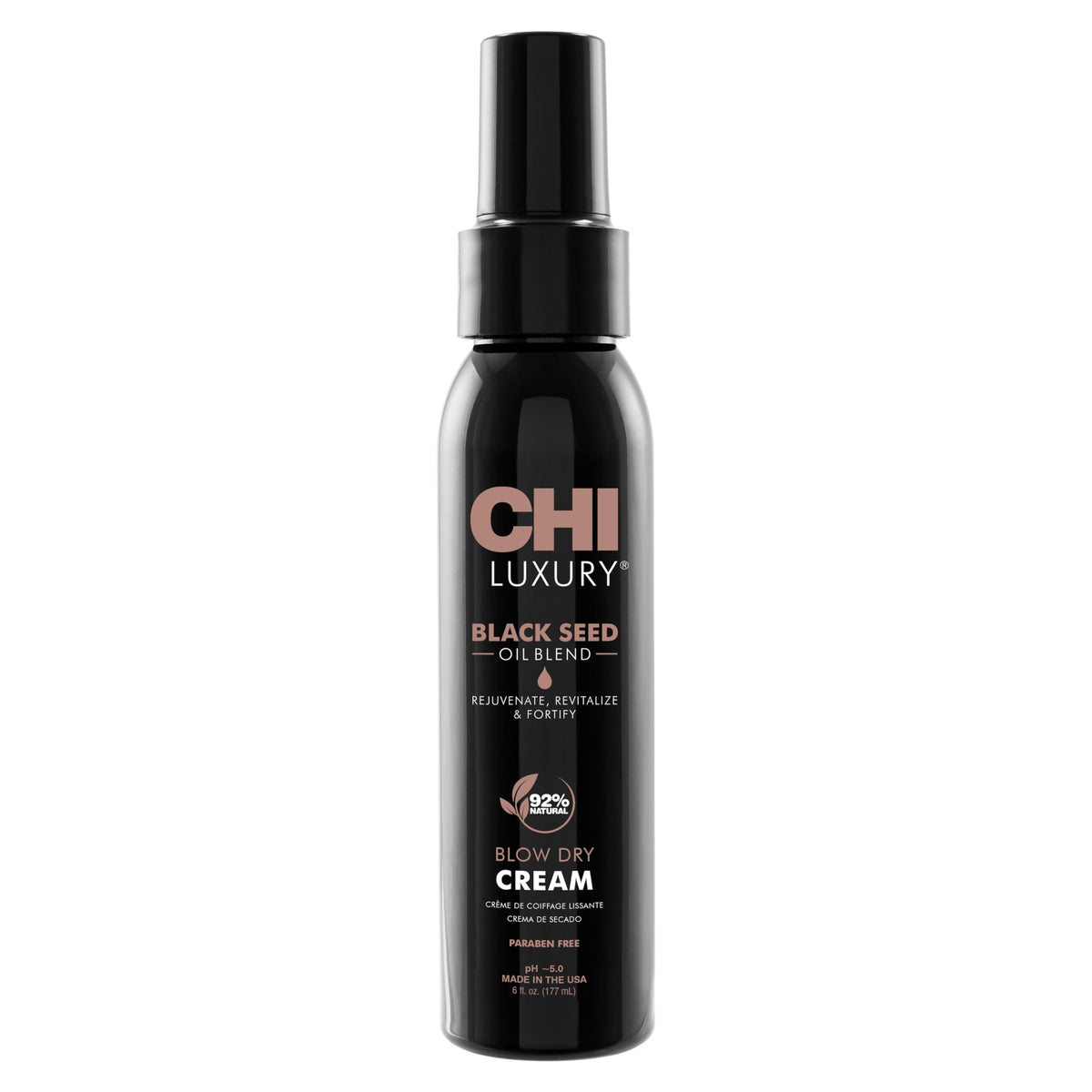 CHI crème-seche-nigelle-bouteille-pompe: soin léger pour brillance et anti-frisottis.