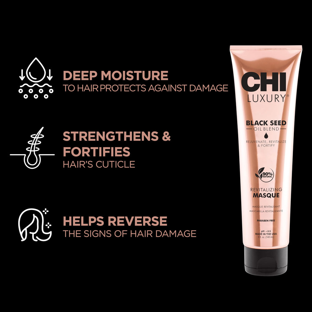 CHI Huile de nigelle pour cheveux doux et fortifiés.