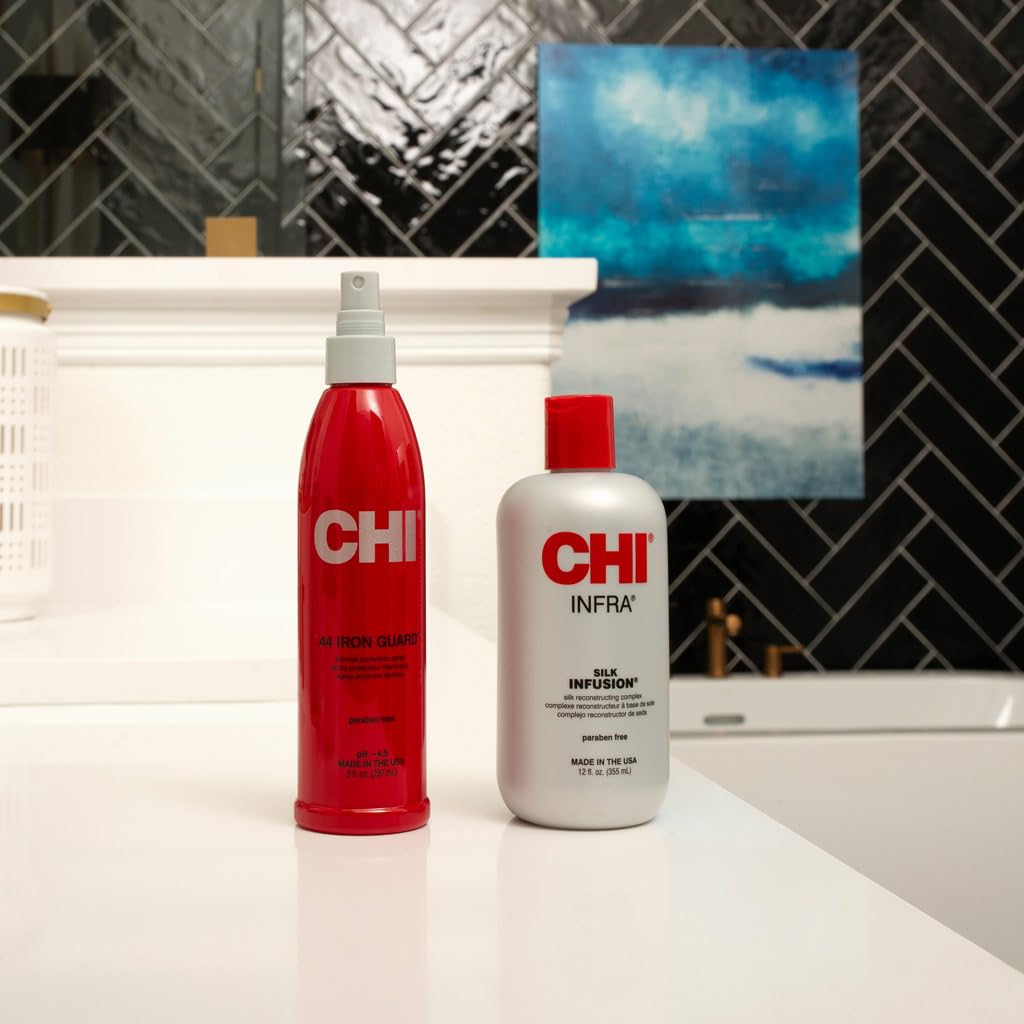 CHI Infra Silk Infusion – emballage lot de deux, pratique pour votre routine capillaire.