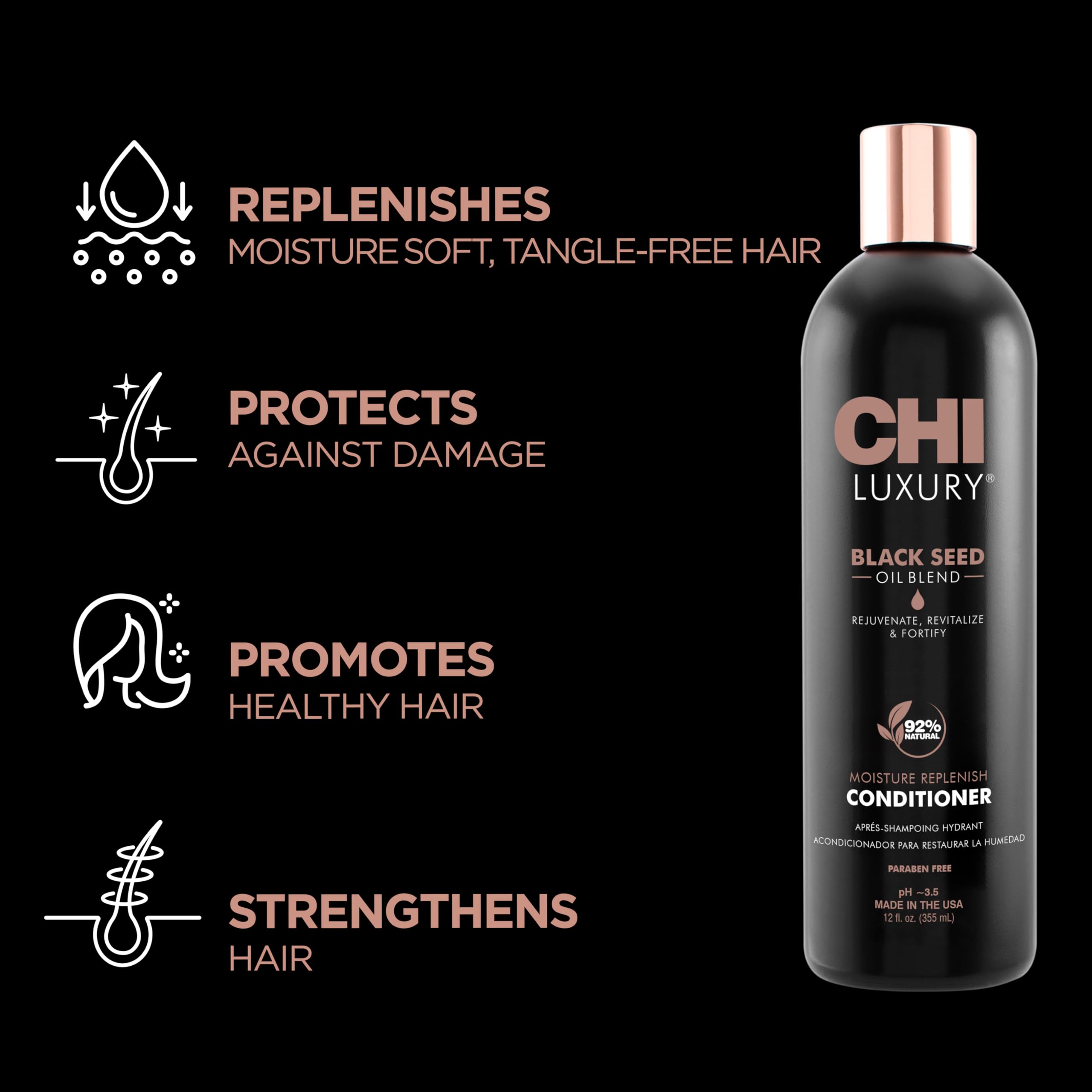 Chi Luxury cheveux brillants et souples - fini lisse sans frisottis.