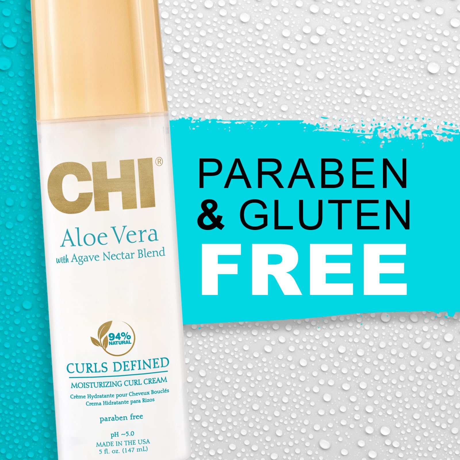 Marque CHI, sans cruauté et sans sulfates, pour une routine capillaire sûre.