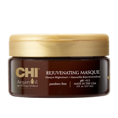 CHI Masque réjuvénissant à l'huile d'argan sur cheveux hydratés et lustrés.