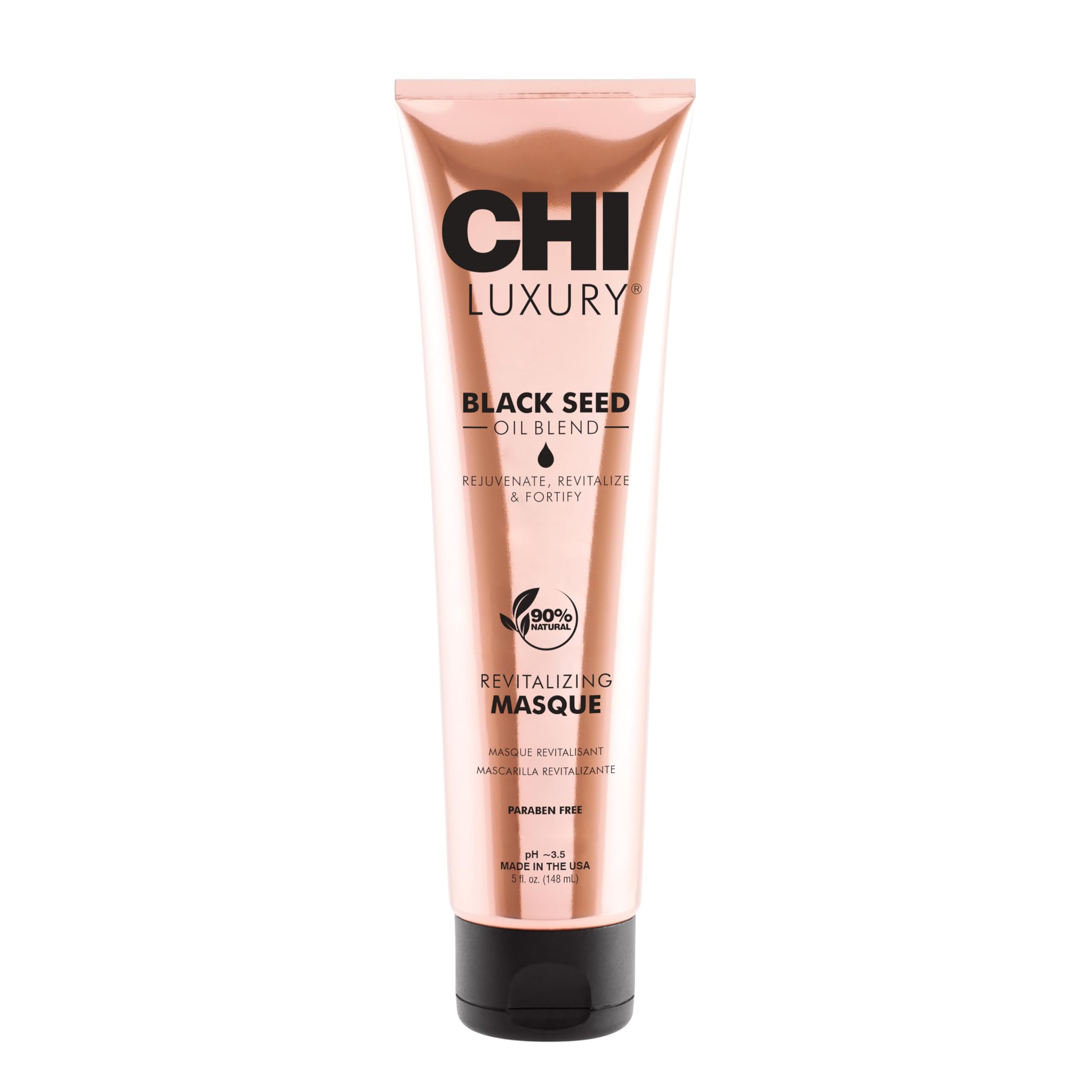 CHI Masque revitalisant à l’huile de nigelle pour cheveux brillants et nourris.
