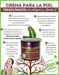 Chiara Venezia Tepezcohuite creme, etiquette simple, formulation naturelle pour revitaliser la peau.