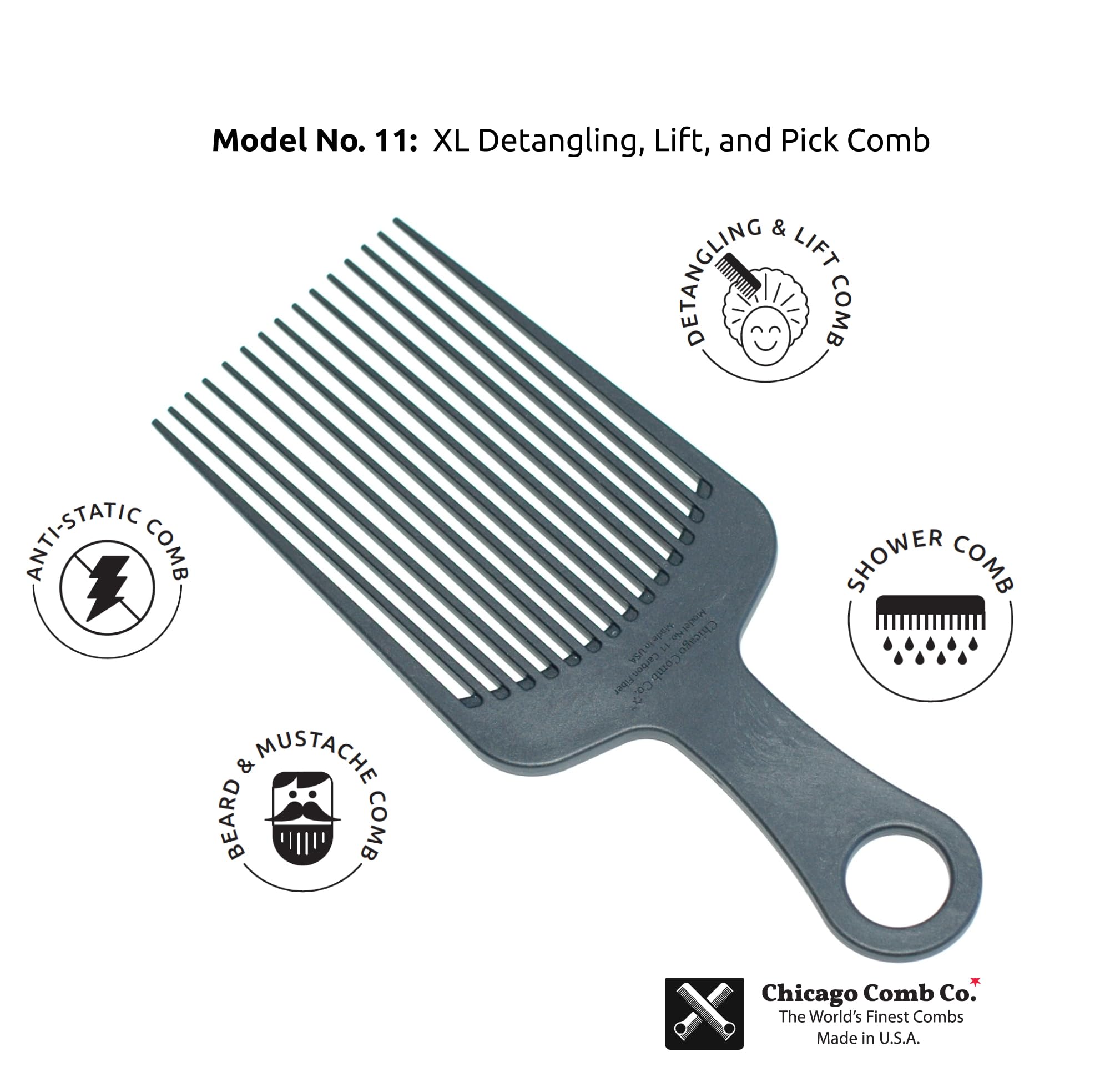 Chicago Comb Modèle 11, utilisation quotidienne recommandée pour cheveux bouclés