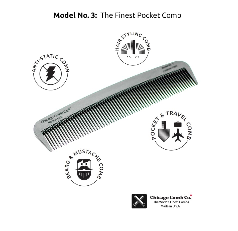 Chicago Comb Model 3, fabriqué aux États-Unis, signe de qualité et durabilité.