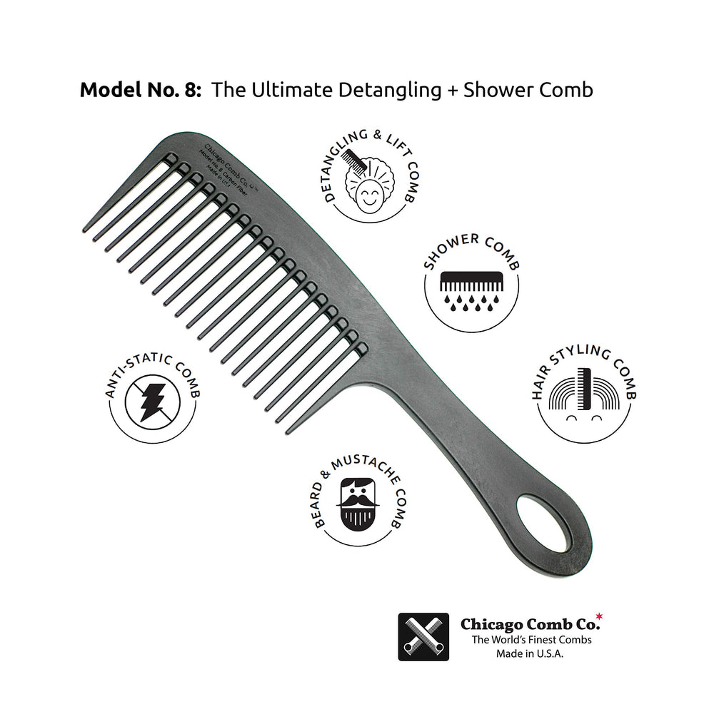 Design anti-statique du Chicago Comb Model 8 pour frisottis réduits
