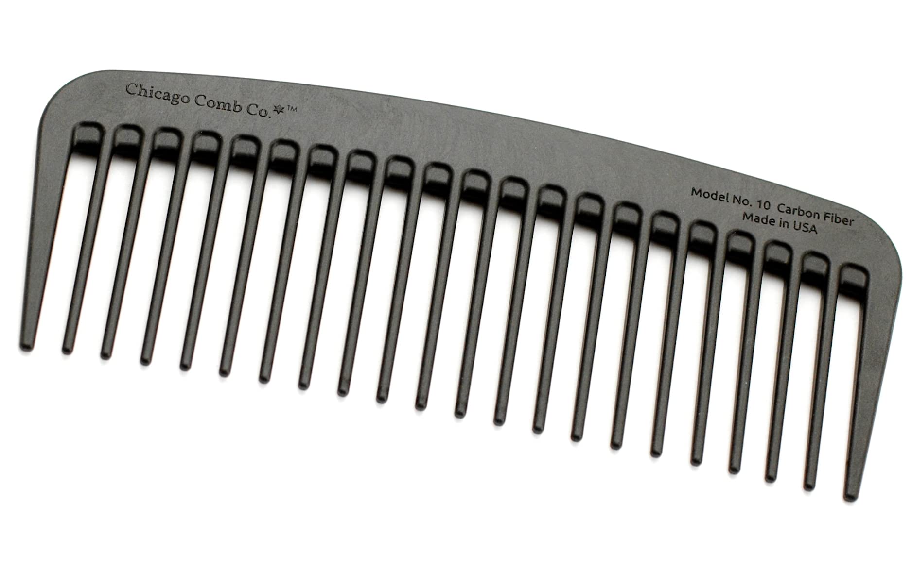 Chicago Comb Modèle 10, carbone-dents-larges, démêle cheveux longs et bouclés en douceur.