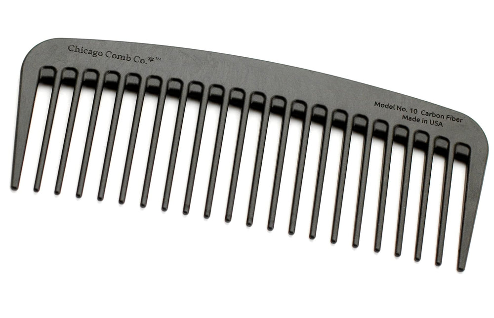 Chicago Comb Modèle 10, carbone-dents-larges, démêle cheveux longs et bouclés en douceur.
