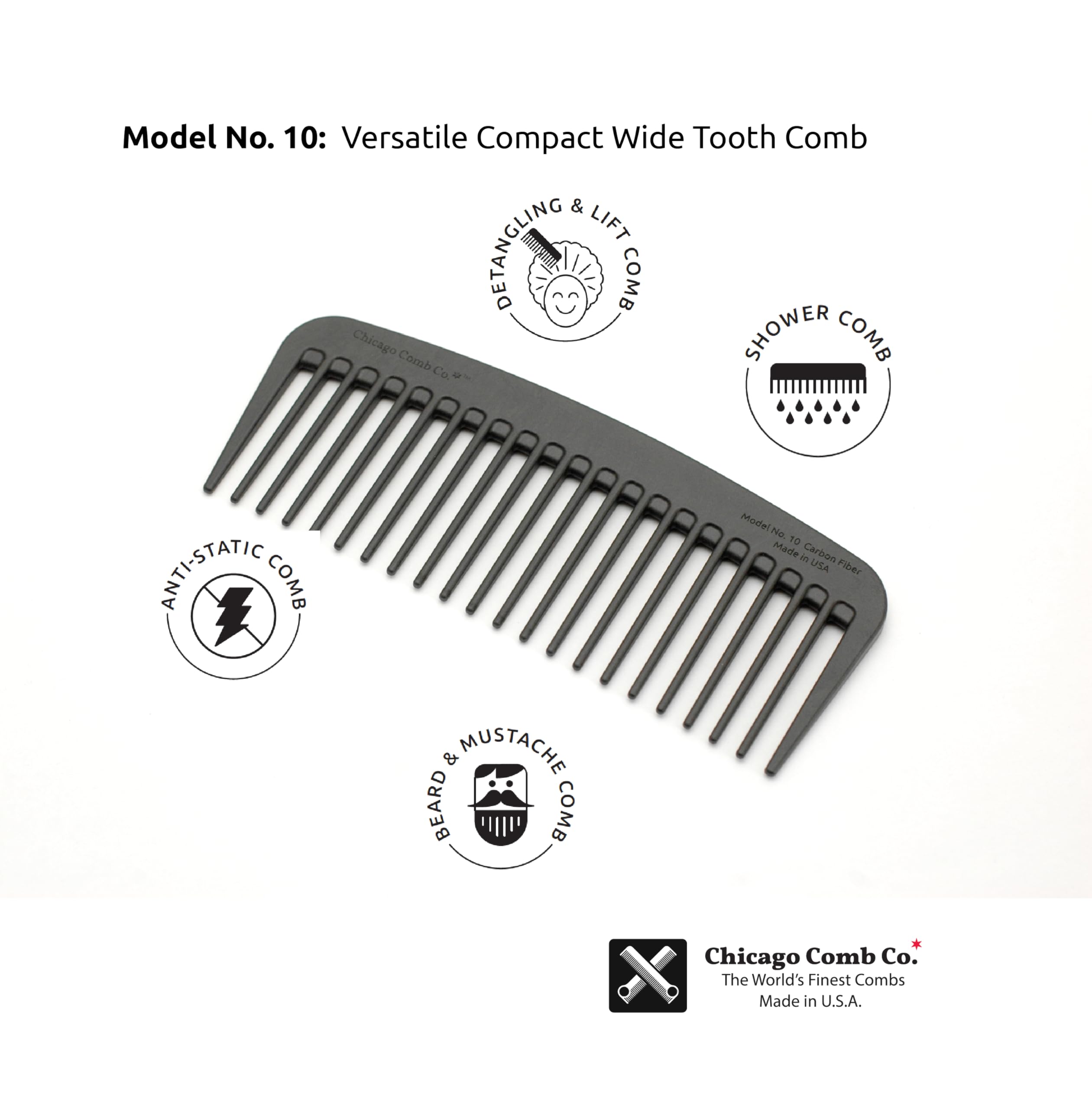 Chicago Comb Modèle 10, fibre de carbone légère et durable.