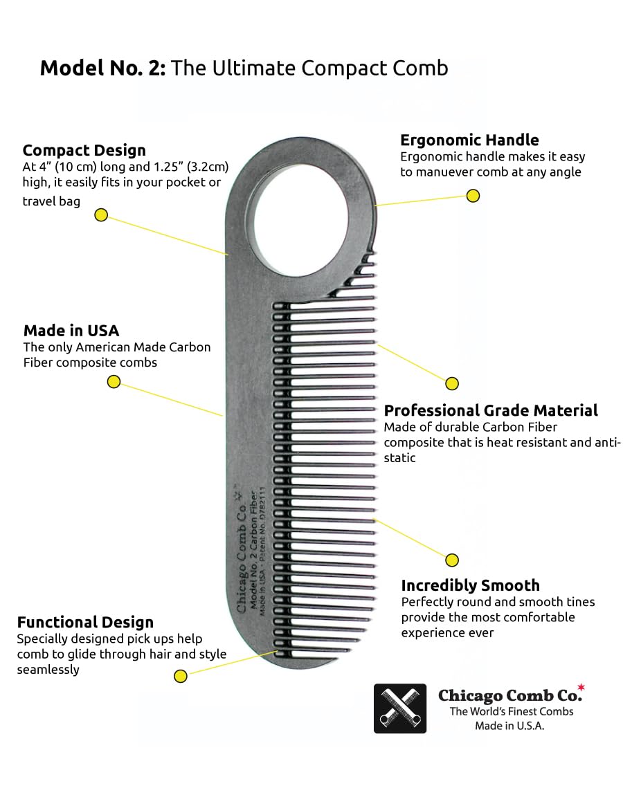 Chicago Comb Modèle 2, dents fines, idéal pour routine quotidienne