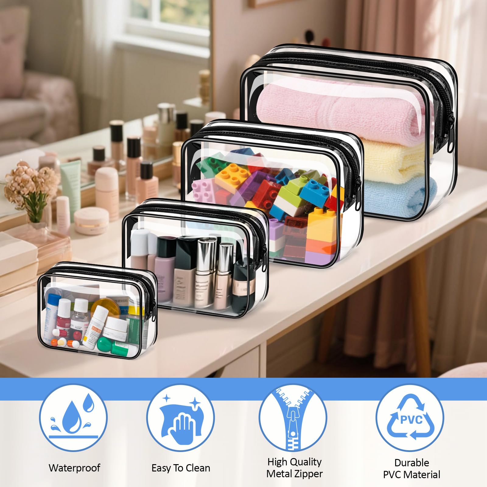 CHICAUP contenu cosmétique visible et protégé grâce au PVC robuste.
