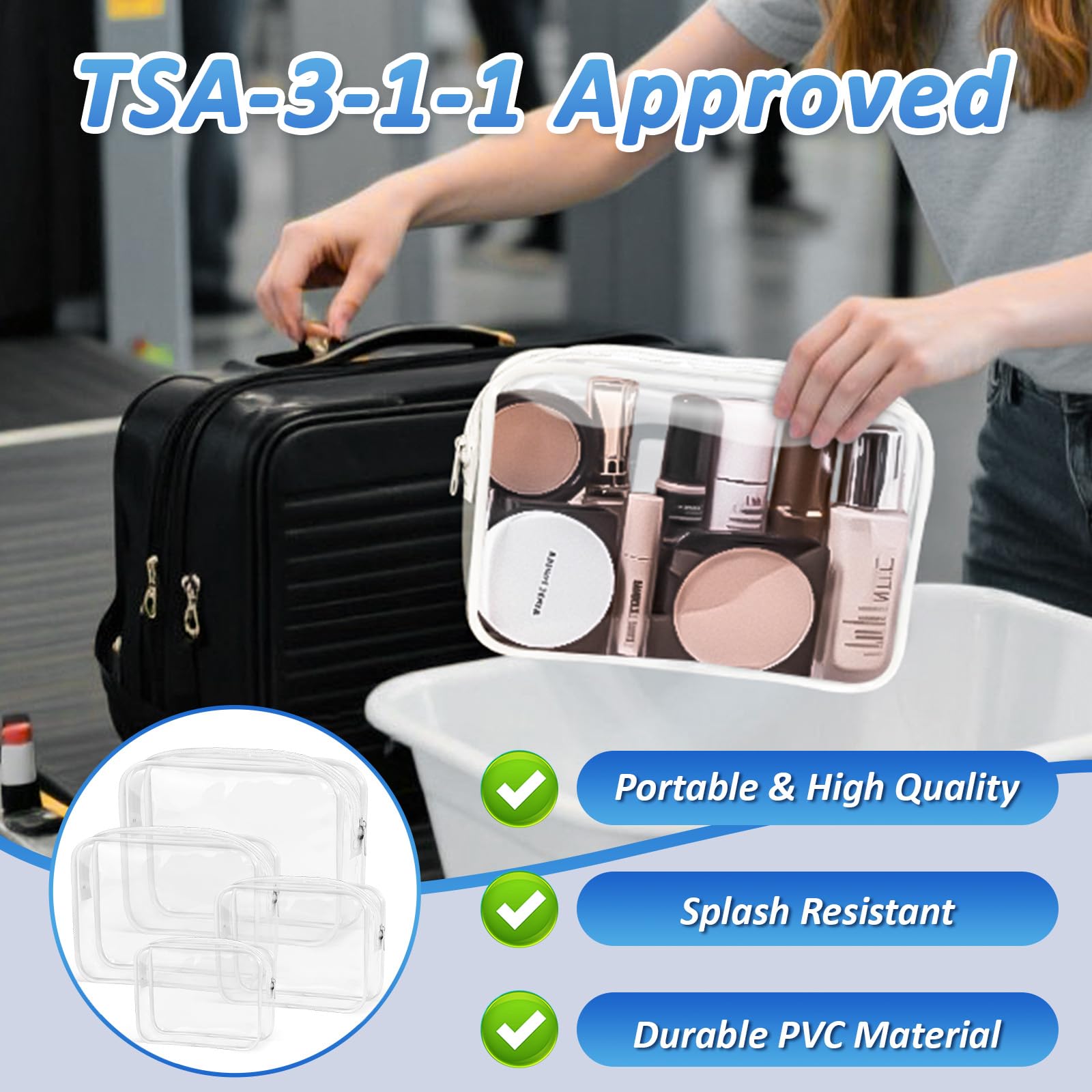 CHICAUP lot de 4 sacs transparents pour organisation