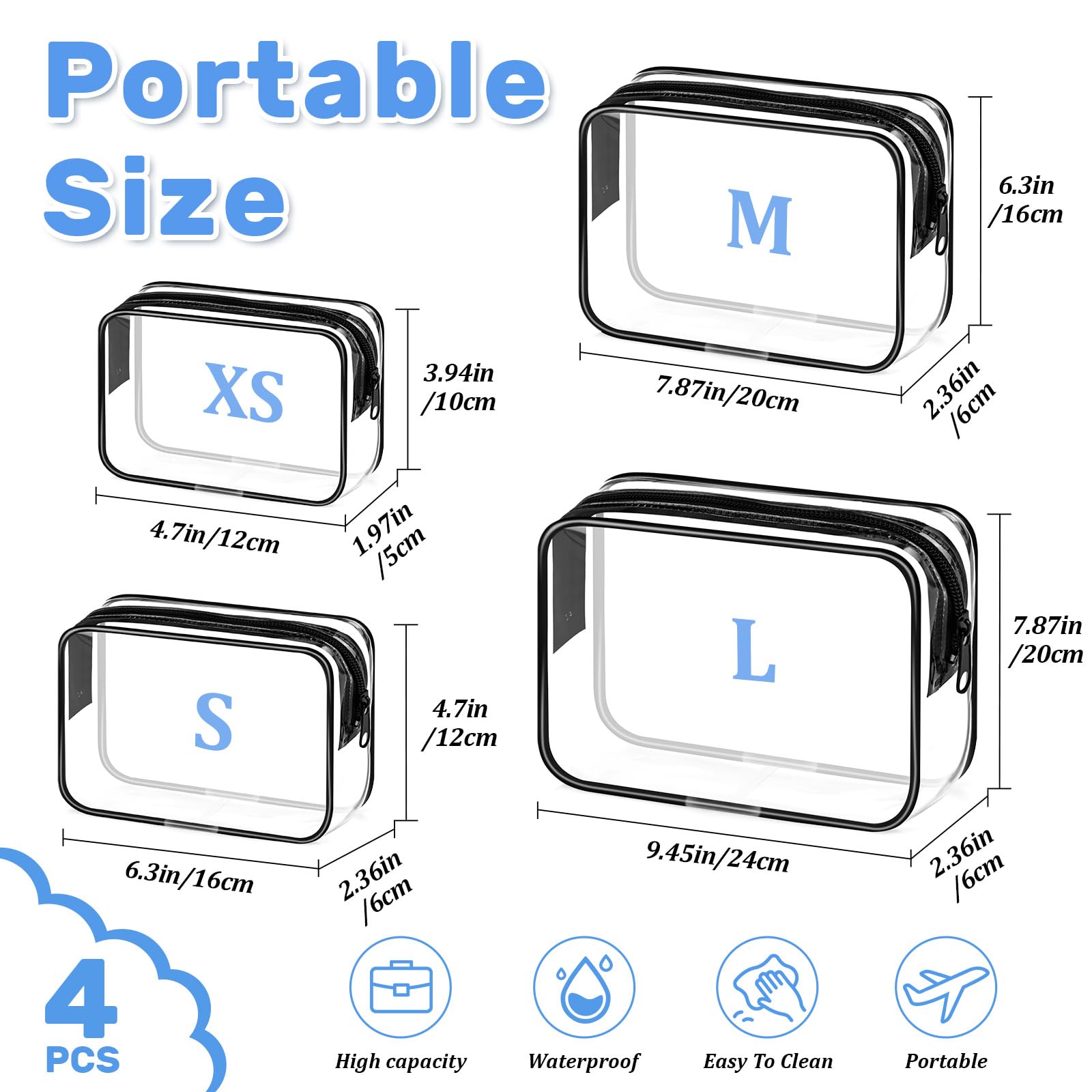 CHICAUP pochette toilette transparente avec fermeture fluide pour un accès rapide.