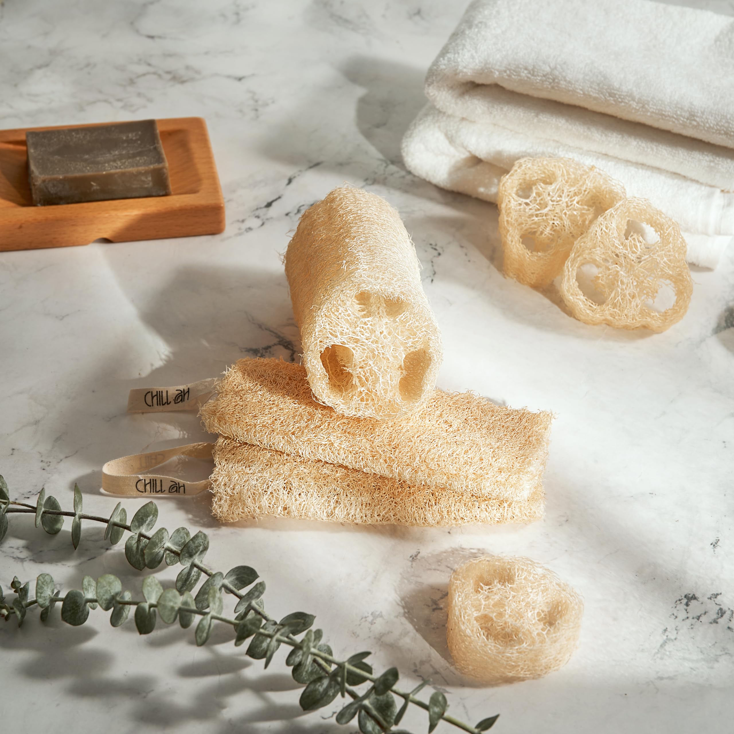 Chill Ah louffe – texture naturelle en close-up et exfoliation douce.