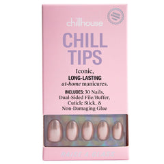 Chillhouse Raise a Glass Oval Tips en chrome champagne, allure festif rapide