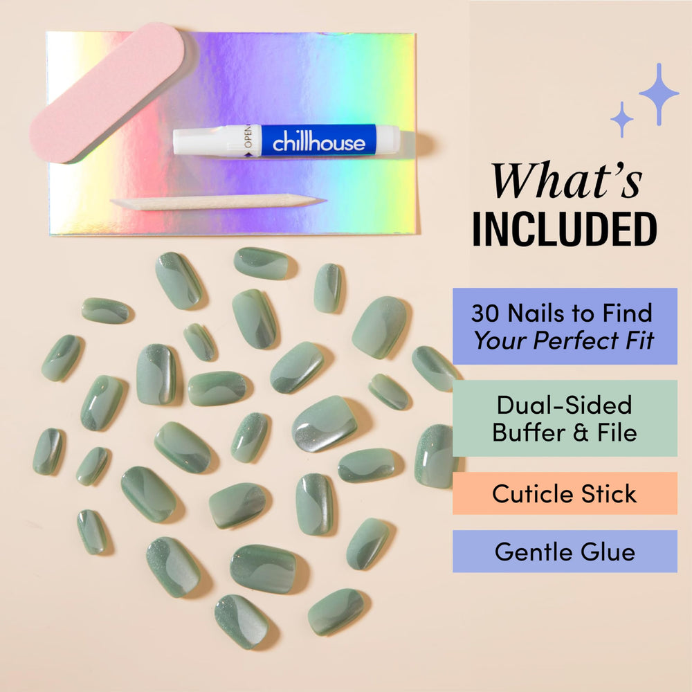 Chillhouse Tampon-double-face et lime pour une finition nette.