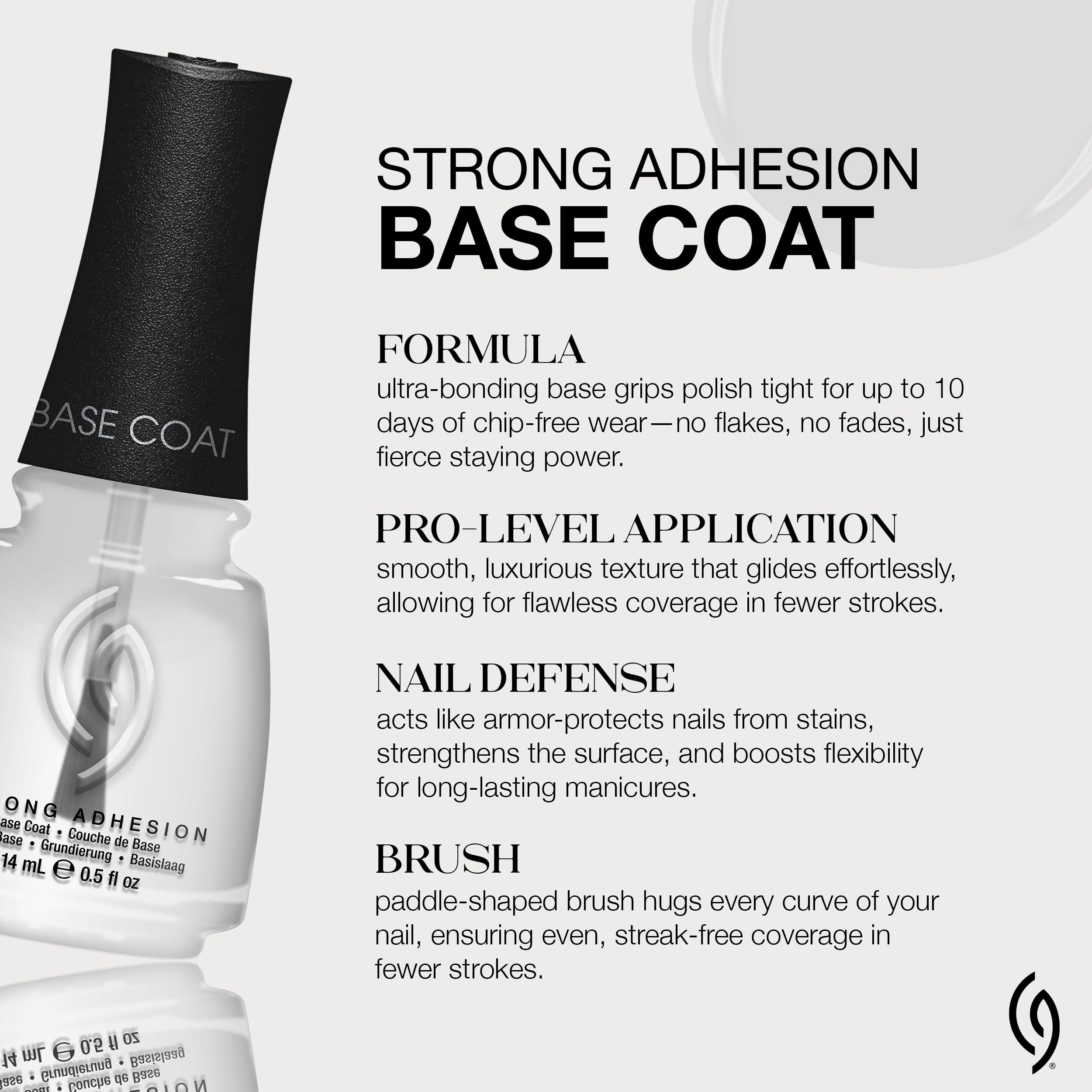 China Glaze CG Strong Adhesion Base Coat protège les ongles et évite les taches.