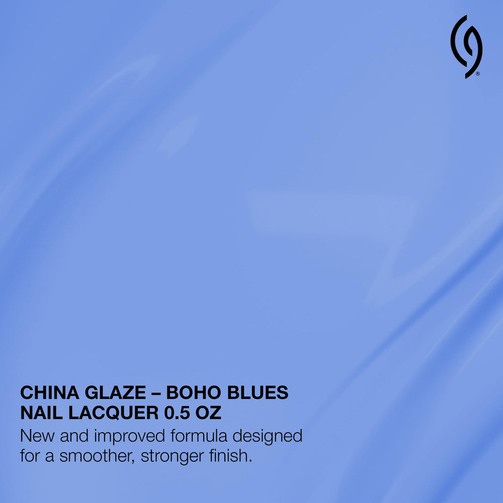 Échantillon Boho Blues sur ongle, teinte pervenche lumineuse.