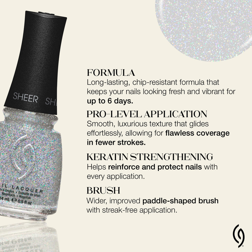 Ongles avec Fairy Dust, fini translucide et scintillant.