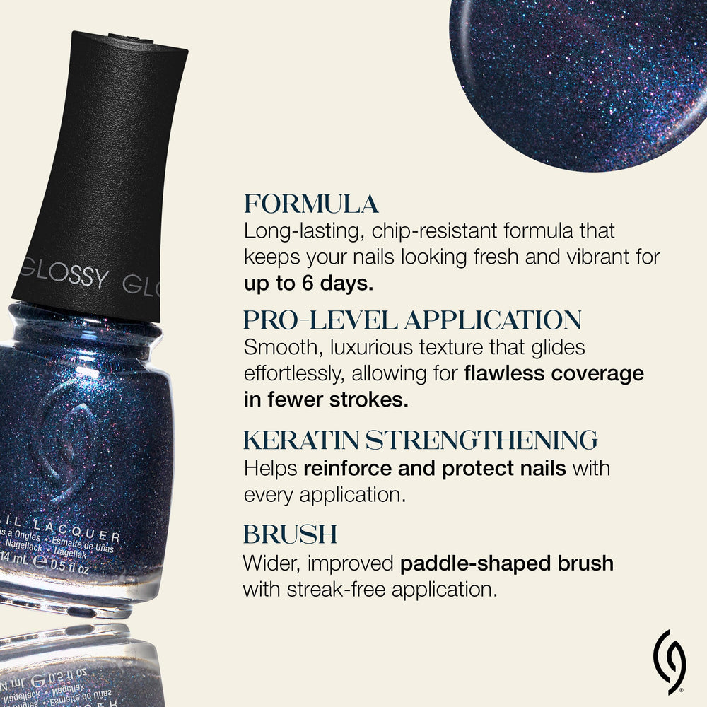 Finition irisée du Fall From Grace avec paillettes bleues et violettes
