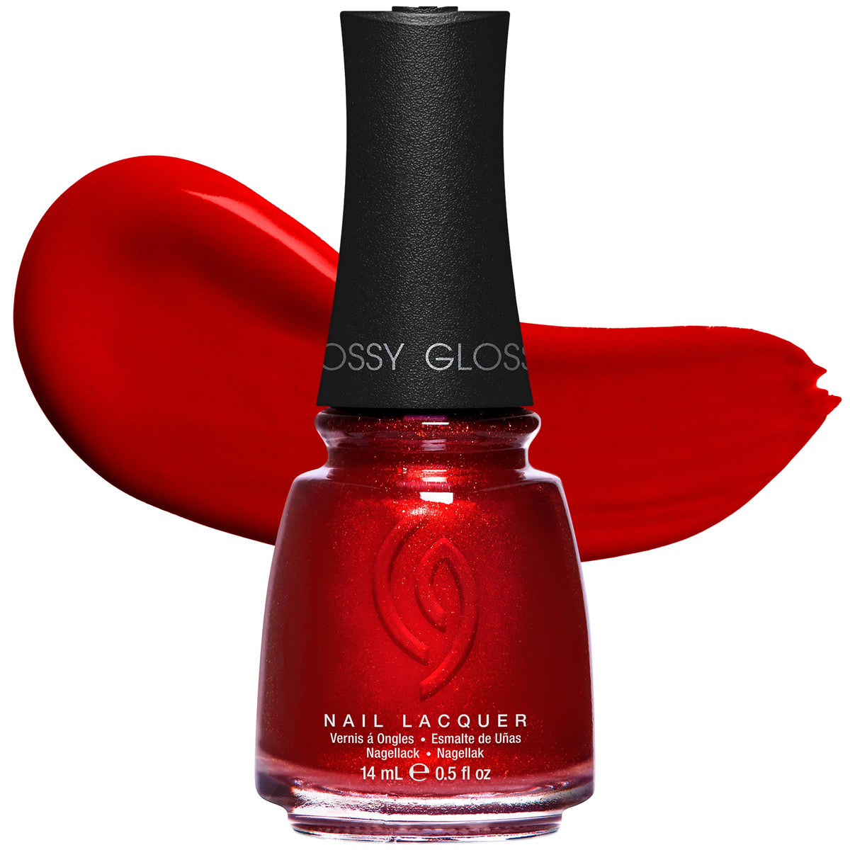 China Glaze Red Pearl, vernis rouge brillant en bouteille, fini lustré.