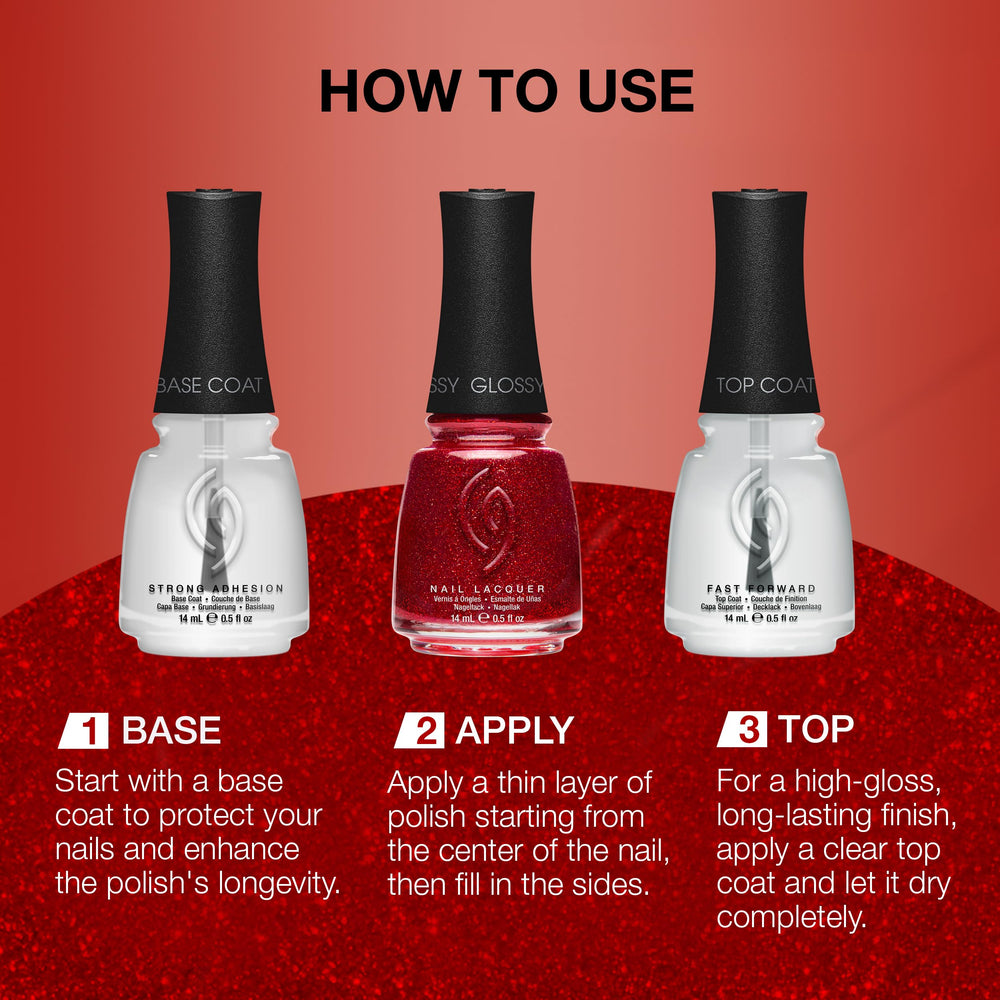 China Glaze Ruby Pumps tenue longue durée pour plusieurs jours.