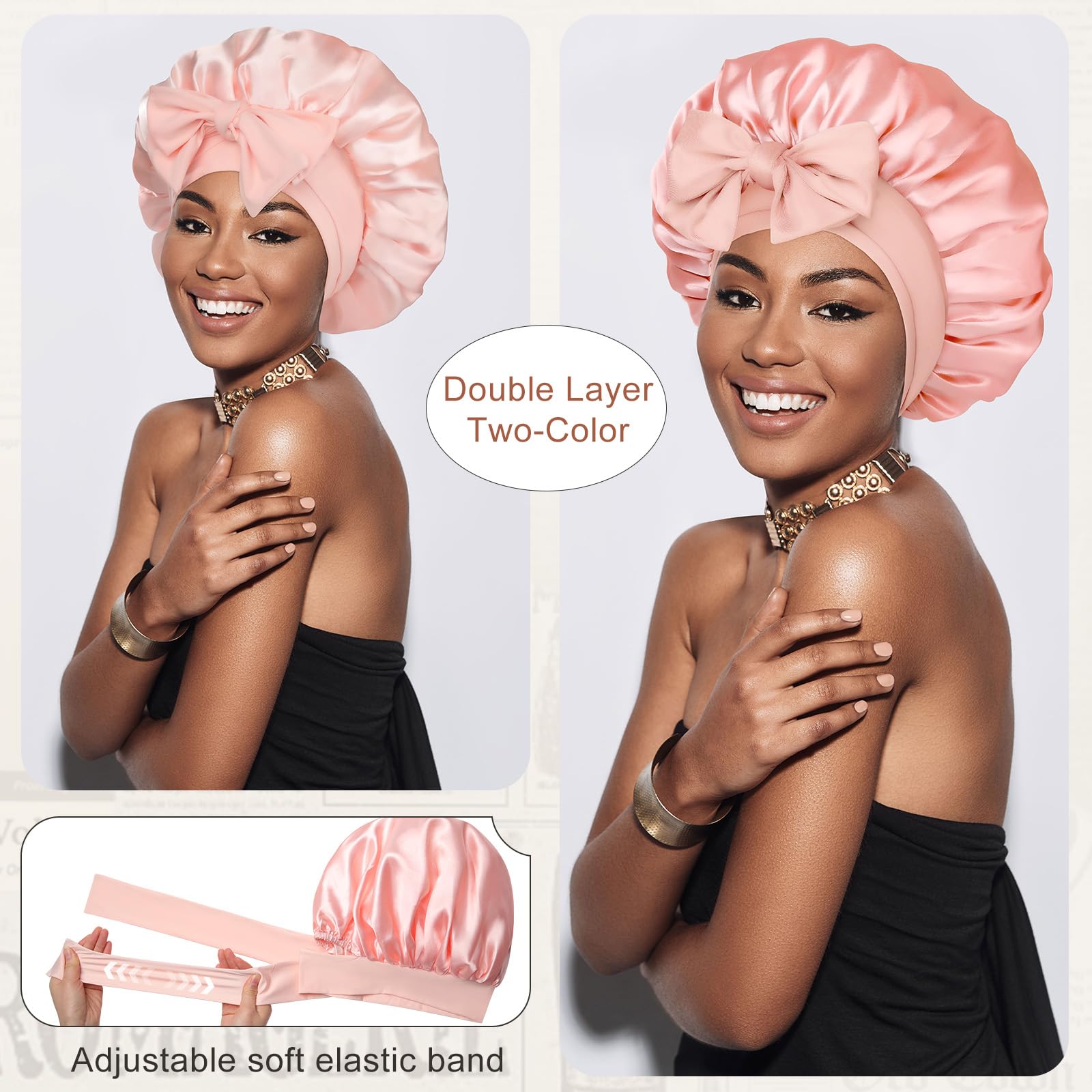 CHLINS bonnet satin avec bande élastique large pour un maintien sûr