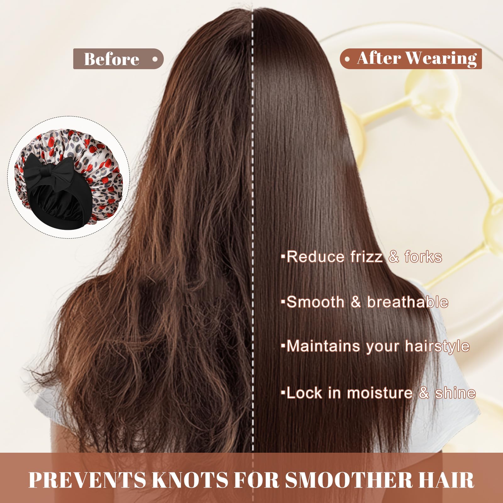 CHLINS bonnet couverture cheveux longs—convient aux cheveux bouclés ou longs