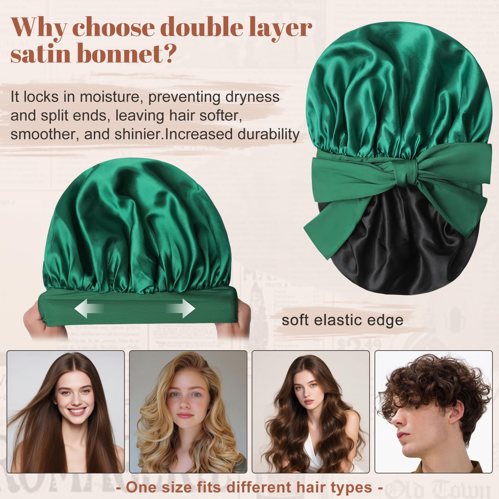CHLINS bonnet nuit léger et durable idéal pour cheveux bouclés