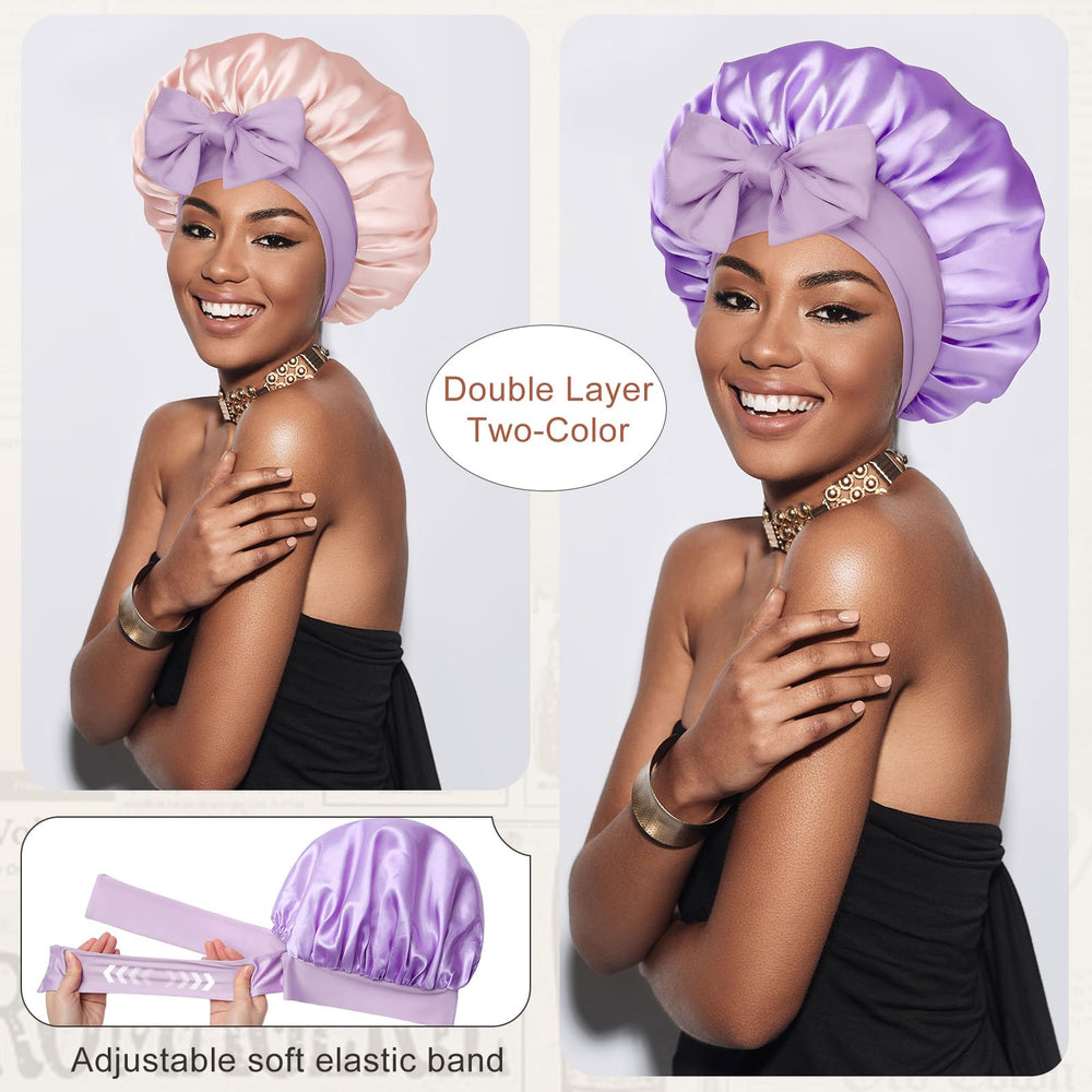CHLINS bonnet satin bande elastique, maintien sûr durant le sommeil