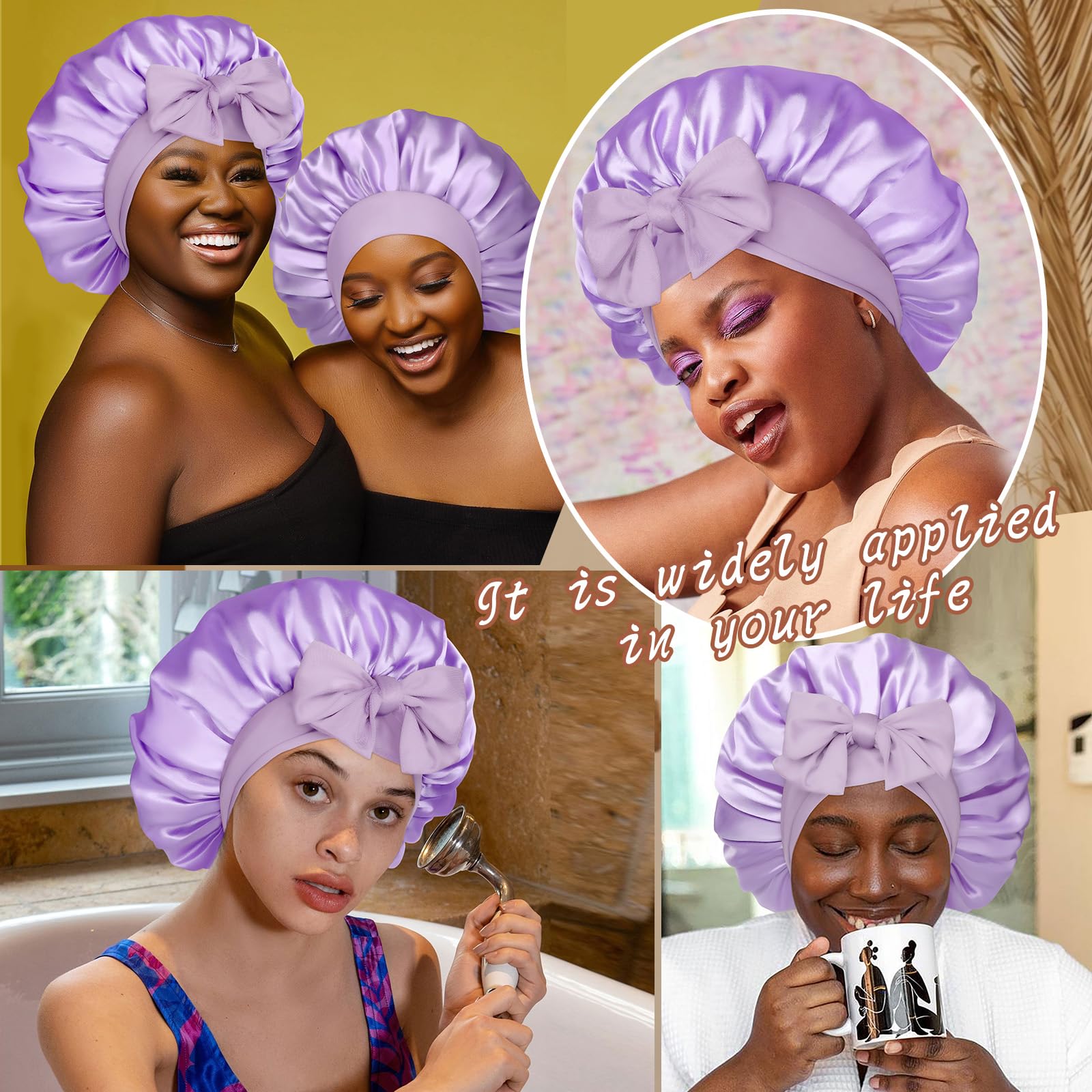 CHLINS bonnet satin confort dormir, douceur au contact des cheveux