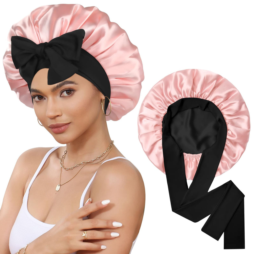 CHLINS bonnet satin dormeur pour boucles, protège et hydrate les cheveux.