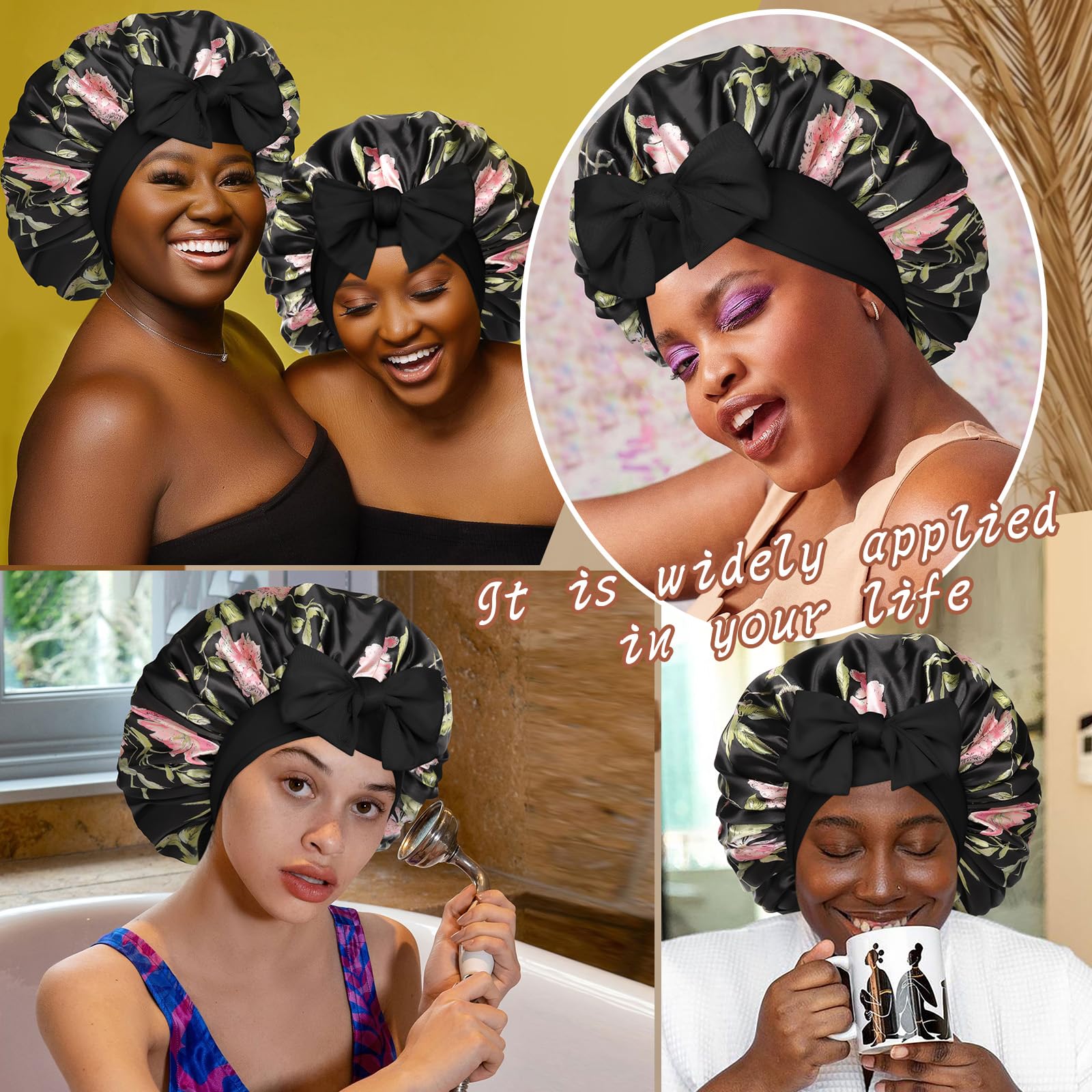 CHLINS bonnet satin de haute qualité, léger et respirant pour nuit paisible.