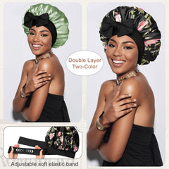 CHLINS bonnet satin double couche pour une protection capillaire durable pendant le sommeil.