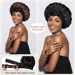 Bonnet CHLINS satin double-couche, protection des cheveux pendant le sommeil.